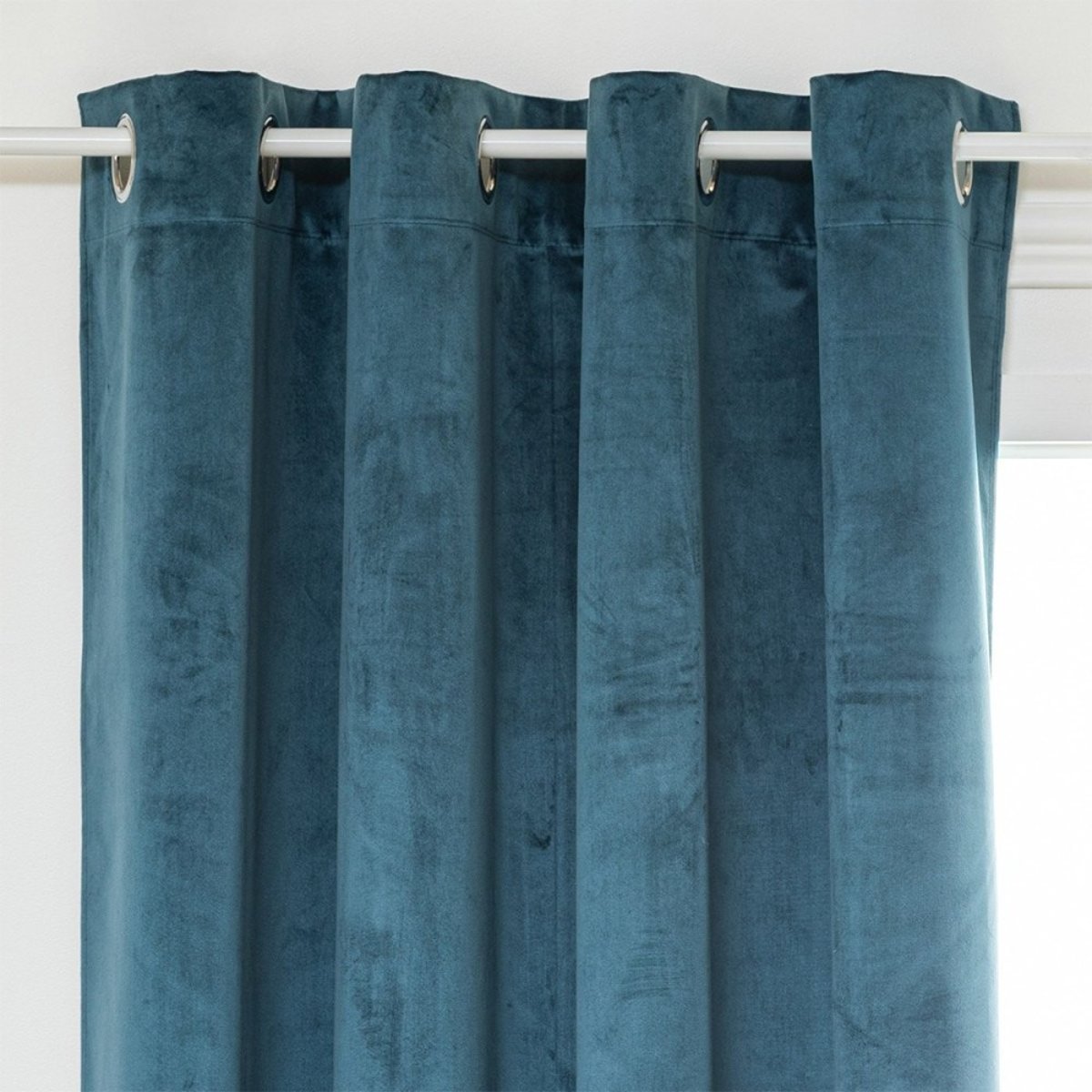 Rideau Occultant à œillets 140x260 Velours Théa Bleu égéen bleu égéen, ATMOSPHERA