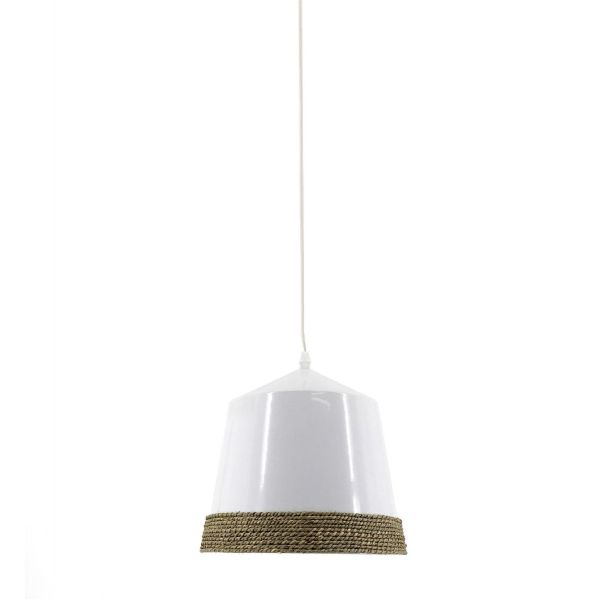 Lustre résine corde blanc, DECORATION D’AUTREFOIS