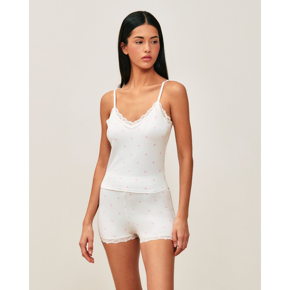 Ensemble de pyjama en jersey avec dentelle DAILYCOMFIZ blanc, UNDIZ