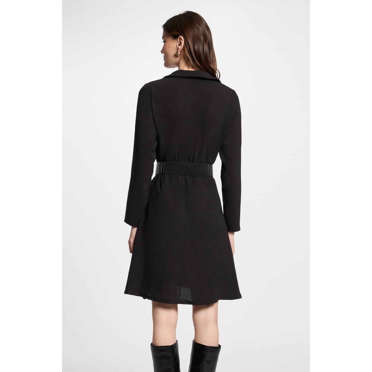 Robe courte droite fluide noir, MORGAN