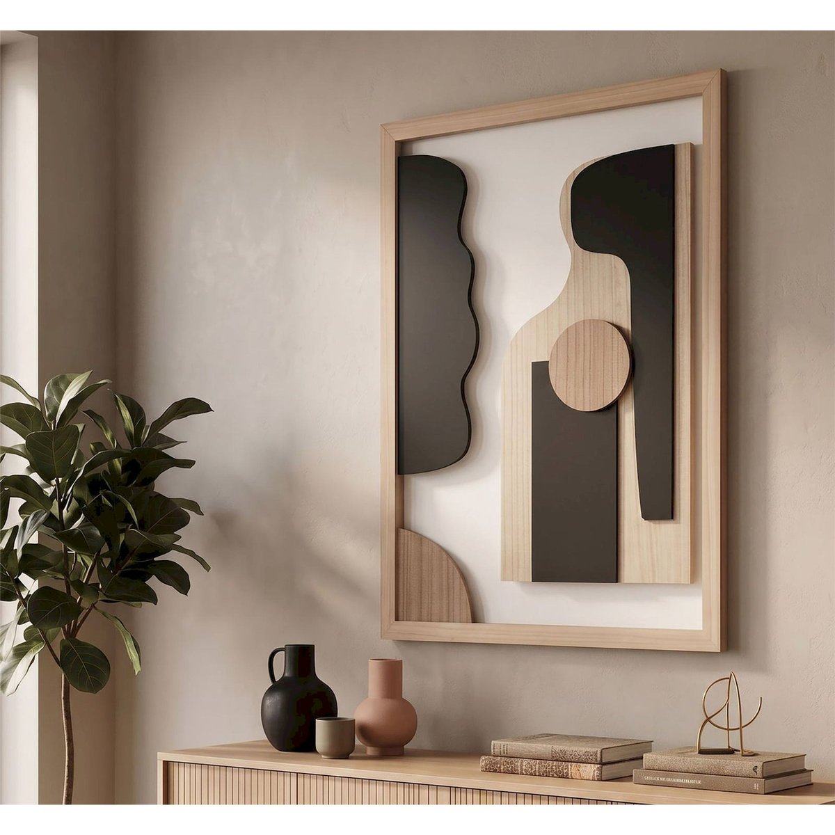 Panneau mural abstrait en relief MODERN multicolore, RECOLLECTION