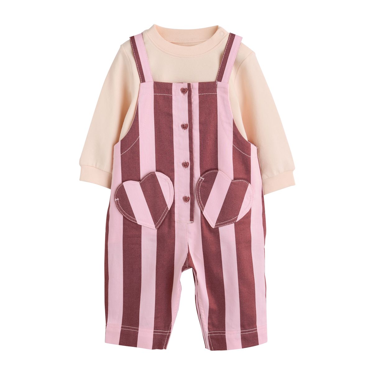 Ensemble bébé salopette et body, 2 pièces rayure marron chocolat, NEXT