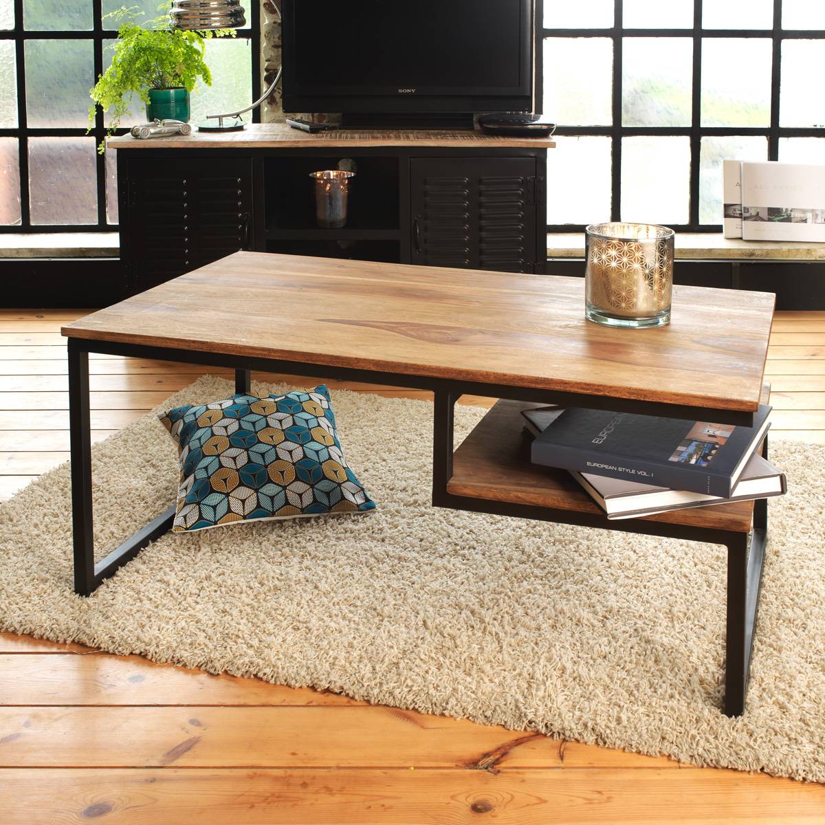 Table basse en bois d'acacia HAVANA bois foncé, MADE IN MEUBLES