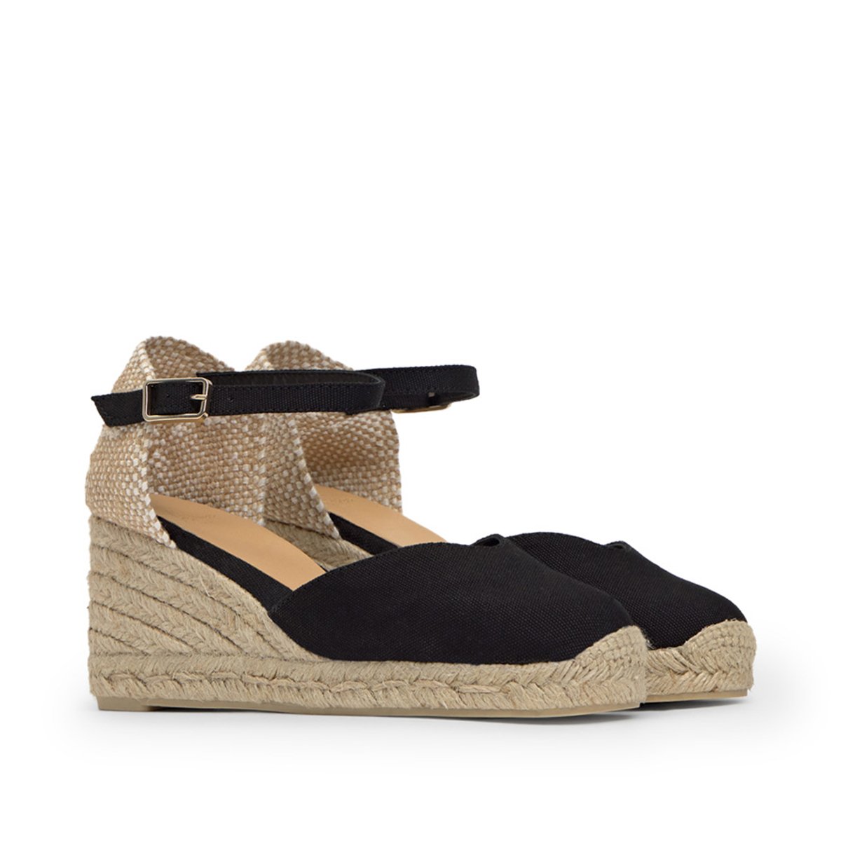 Espadrilles compensées en coton bio à bride  CHIARITA LIGHT PLATFORM noir, CASTANER