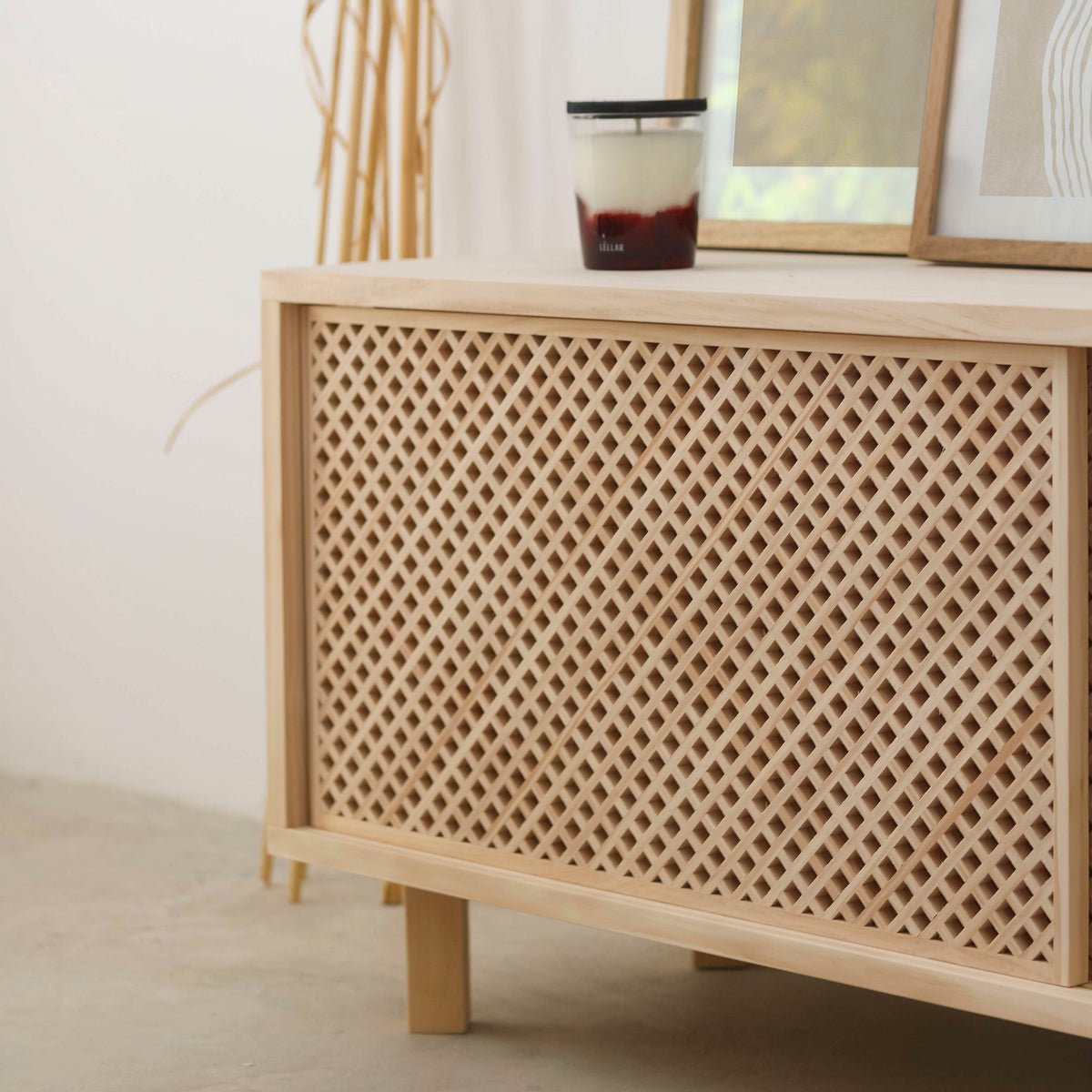 Meuble TV en pin non verni MORA bois clair, NAAN FURNITURE