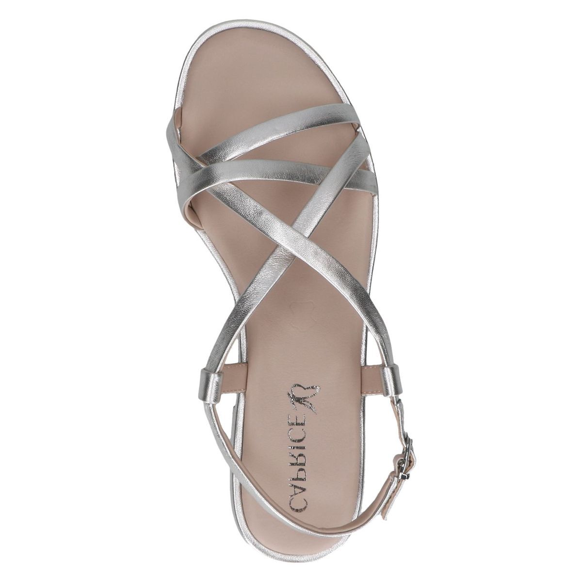 Sandale en cuir argent combiné, CAPRICE