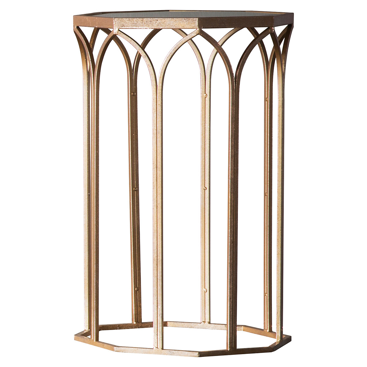 Munger Octagonal Smoked Glass Side Table gold-coloured, SO'HOME