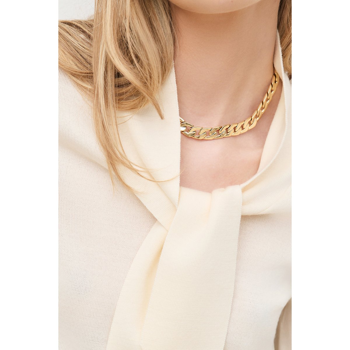Pull droit col lavallière MYRIAM ecru, CAROLL