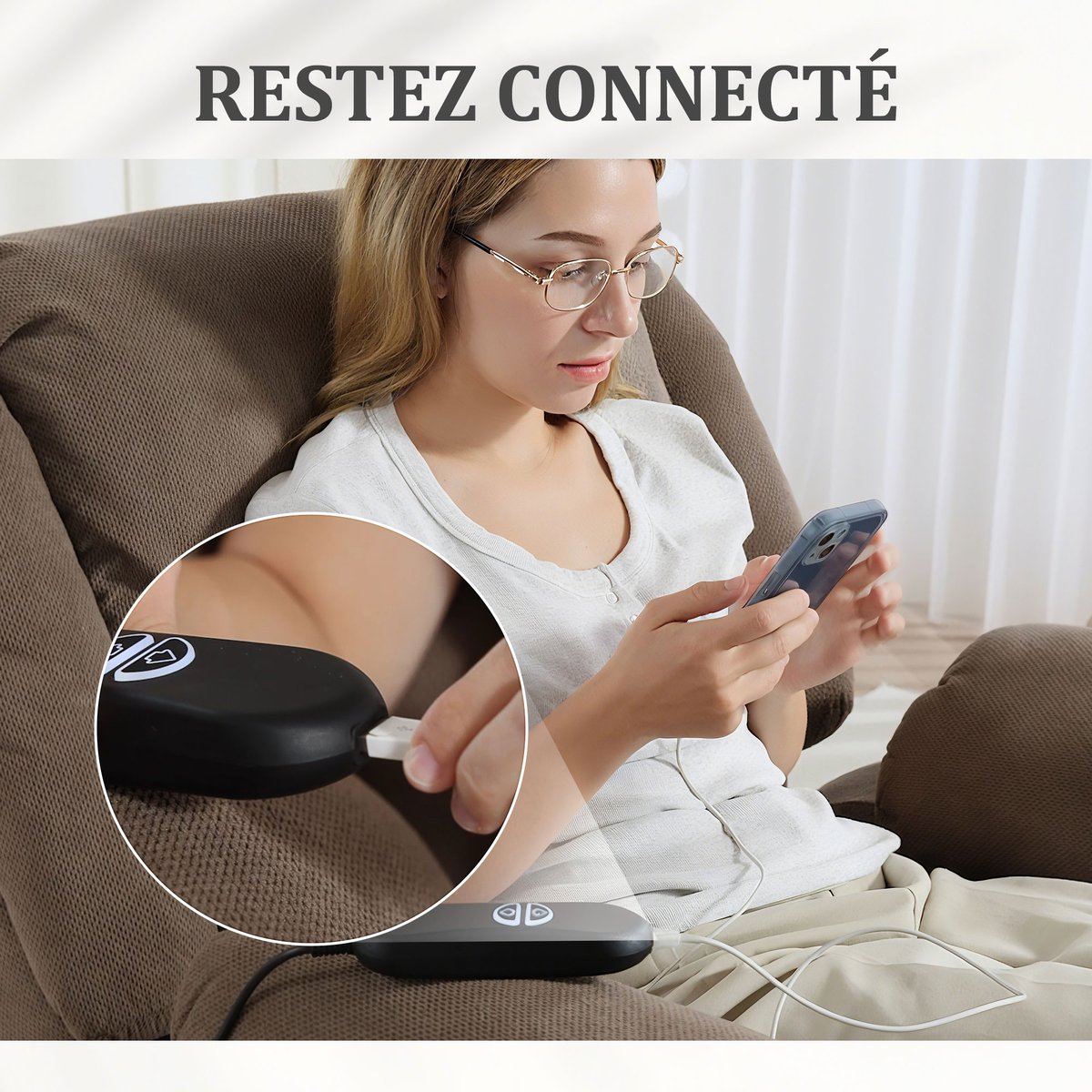 Fauteuil releveur multifonctionnel Velours marron clair, HOMCOM