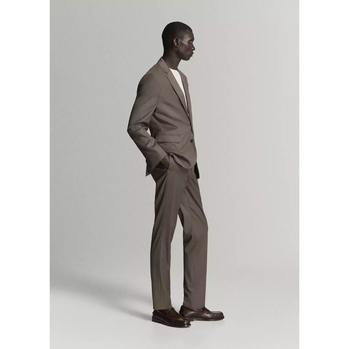 Pantalon costume Parí super slim-fit marron moyen, MANGO MAN
