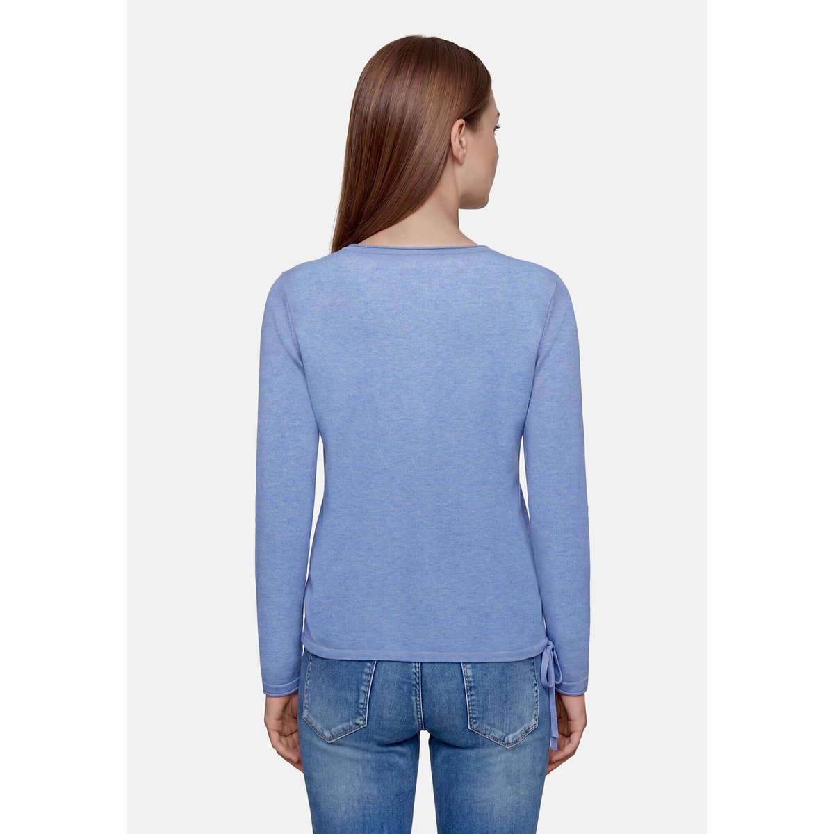 Pull-over en maille à cordon coulissant sous tunnel middle blue melange, BETTY BARCLAY