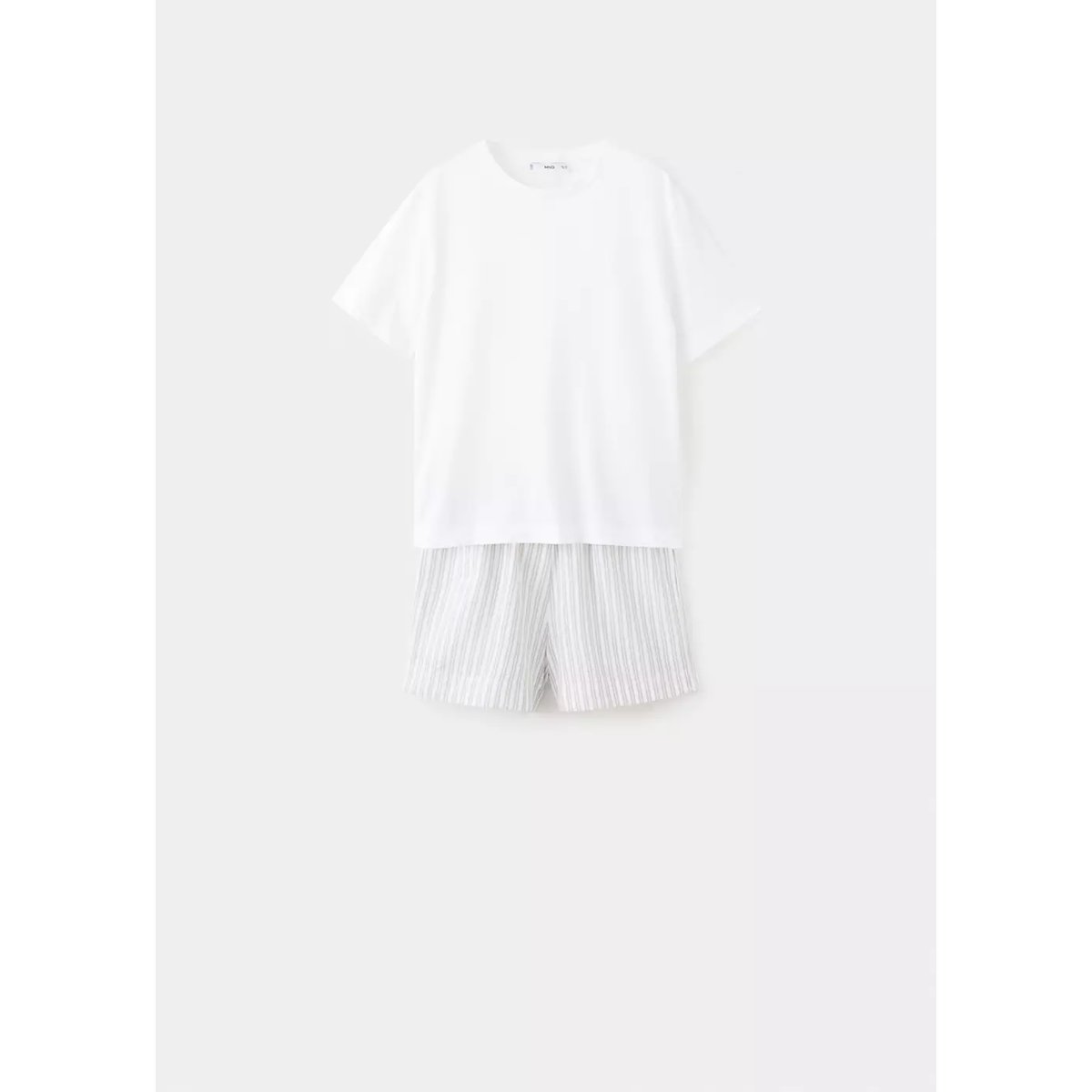 Pyjama deux pièces rayures coton manches courtes gris, MANGO