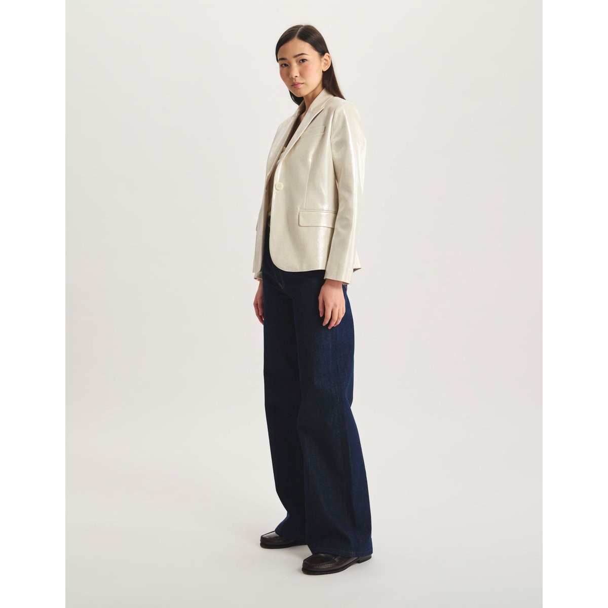 Veste Nicoletta en coton argent, INES DE LA FRESSANGE PARIS