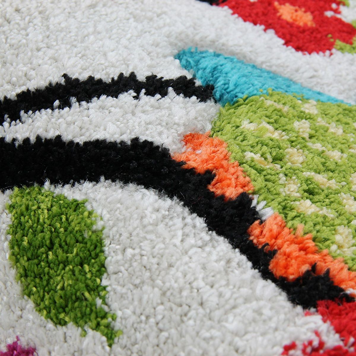 Tapis enfant toucher doux laineux CHOUETTES blanc, THE DECO FACTORY