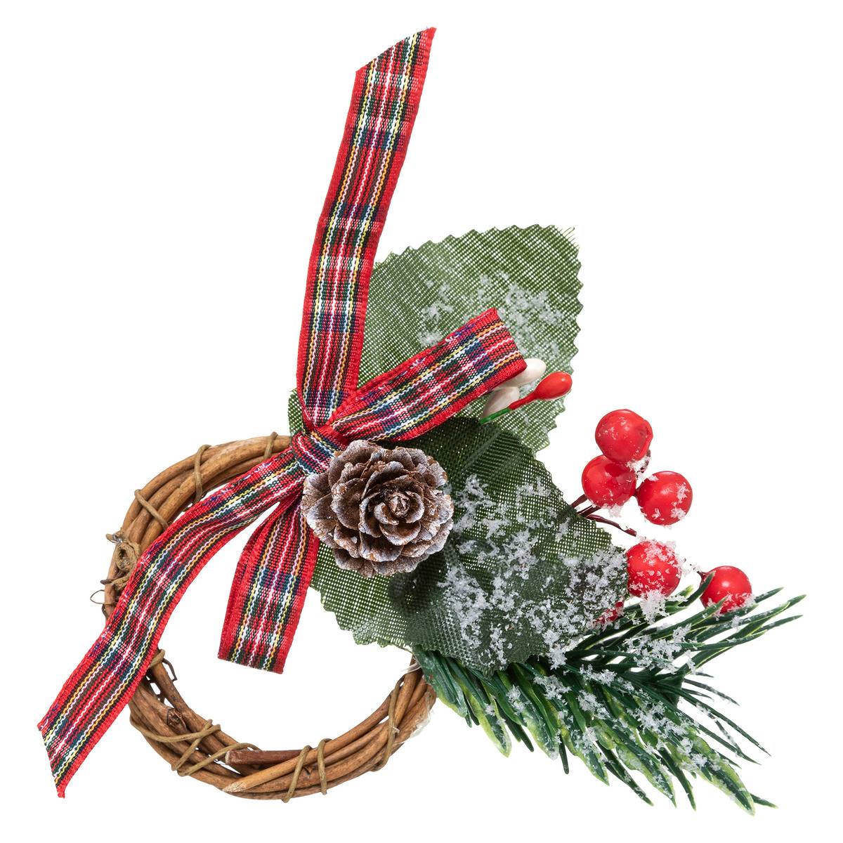 Rond de serviette branche x 2 rouge, FEERIC LIGHTS & CHRISTMAS