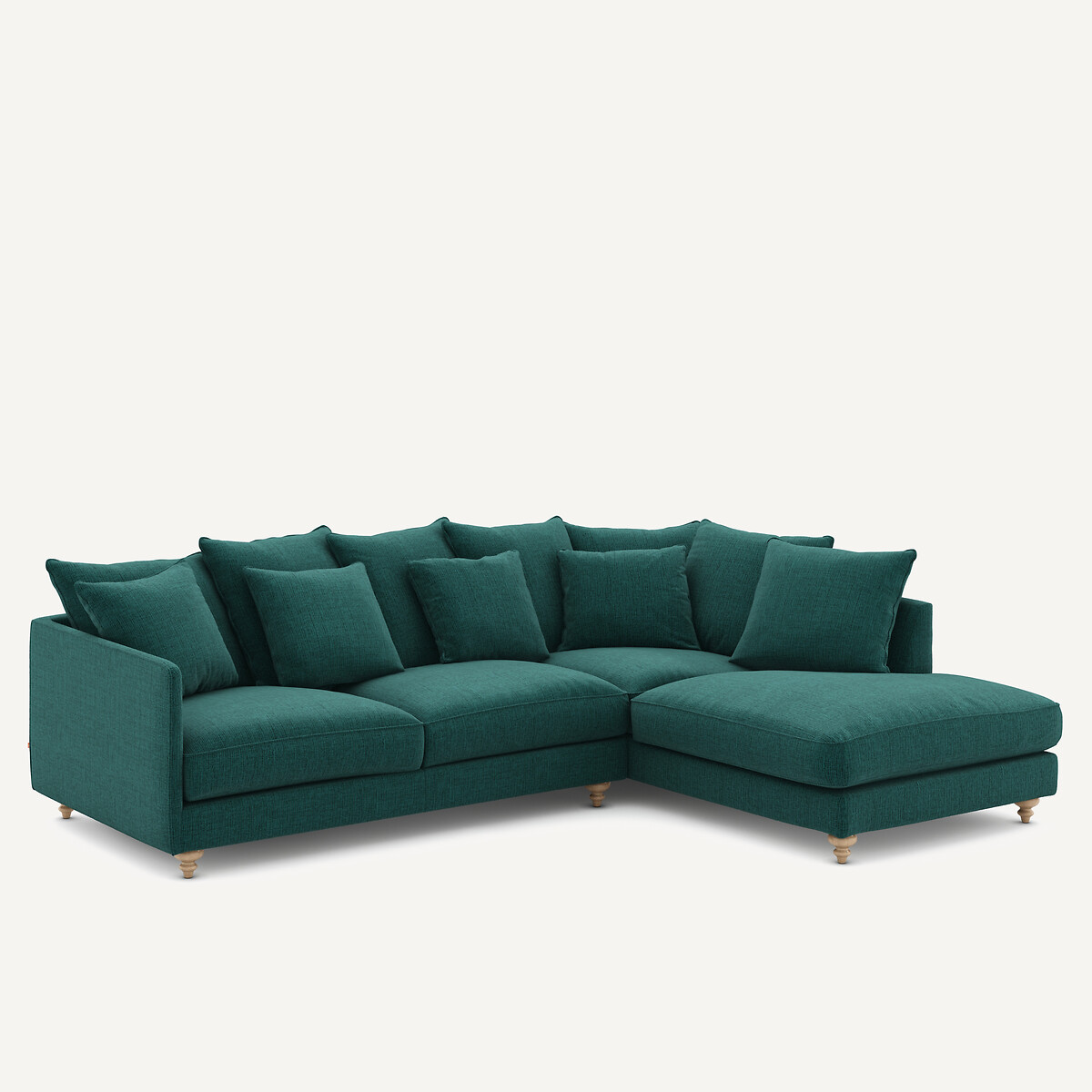 Canapé d'angle convertible, en toile jaspée, LAZARE vert de minuit, AM.PM