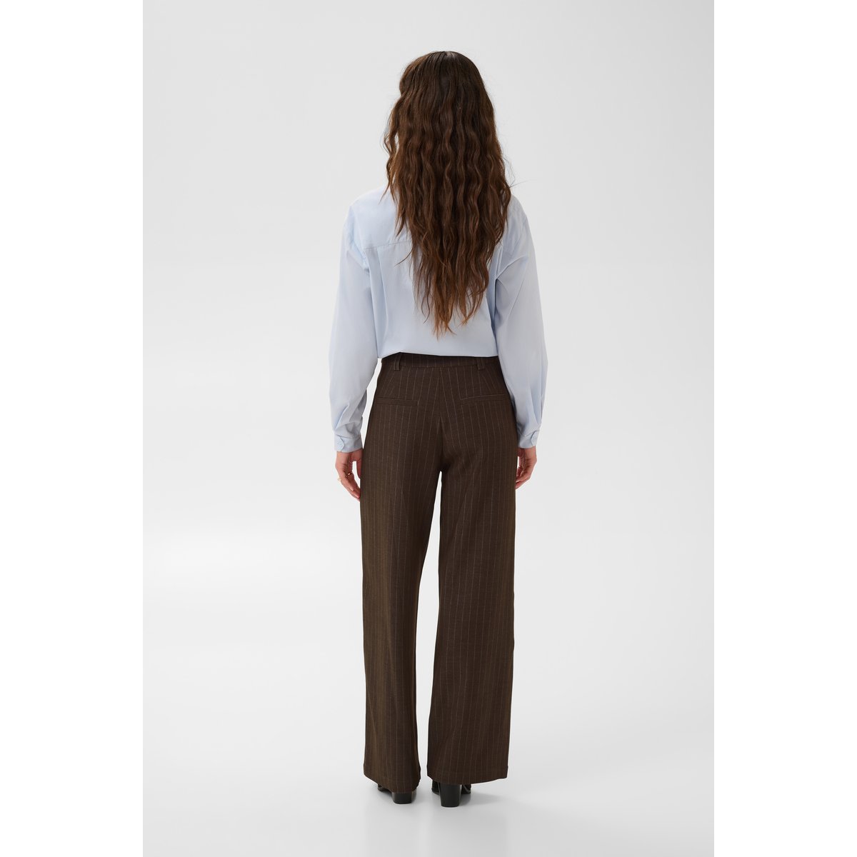 Pantalon casual marron java pinstriped, CREAM
