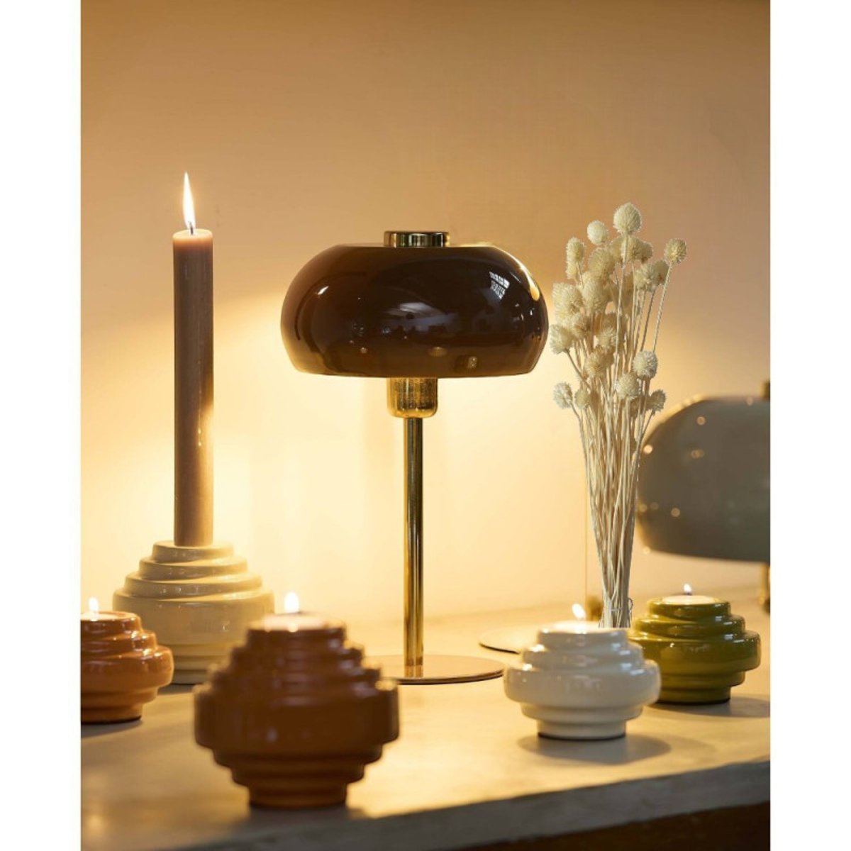 Lampe à poser brun brillant et doré Surin marron, MILLUMINE
