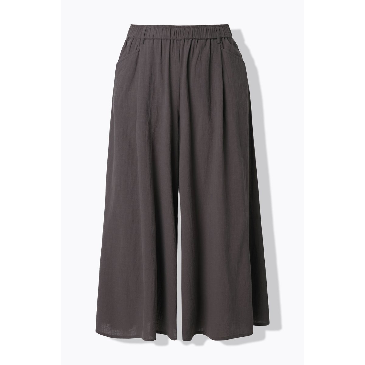 Pantalon 7/8 en coton bio. Jambe large et gris foncé, ULLA POPKEN