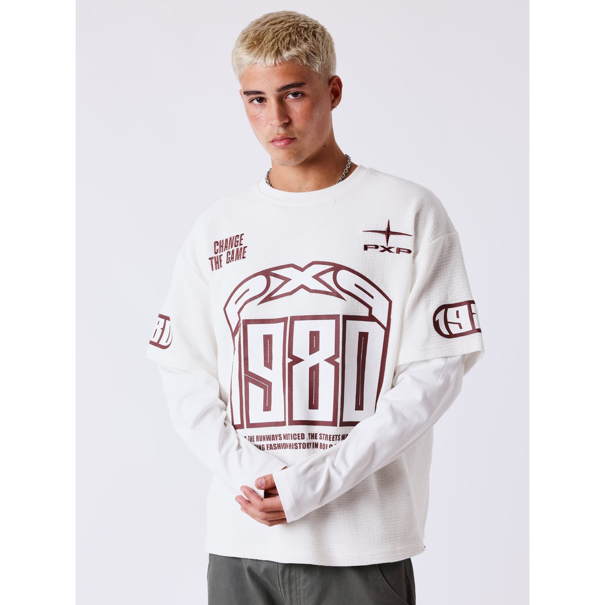 T-shirt effet superposé Matchday blanc, PROJECT X