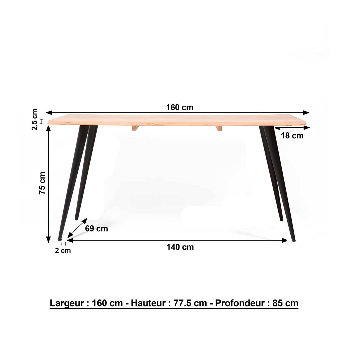 Table à manger en bois d'acacia TREE bois clair, MADE IN MEUBLES 