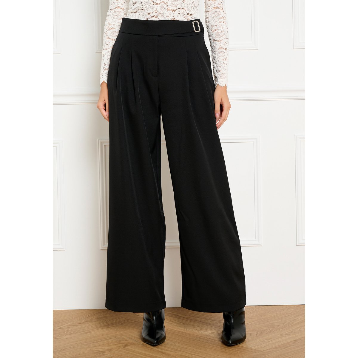Pantalon ample à boucle noir, LOLALIZA