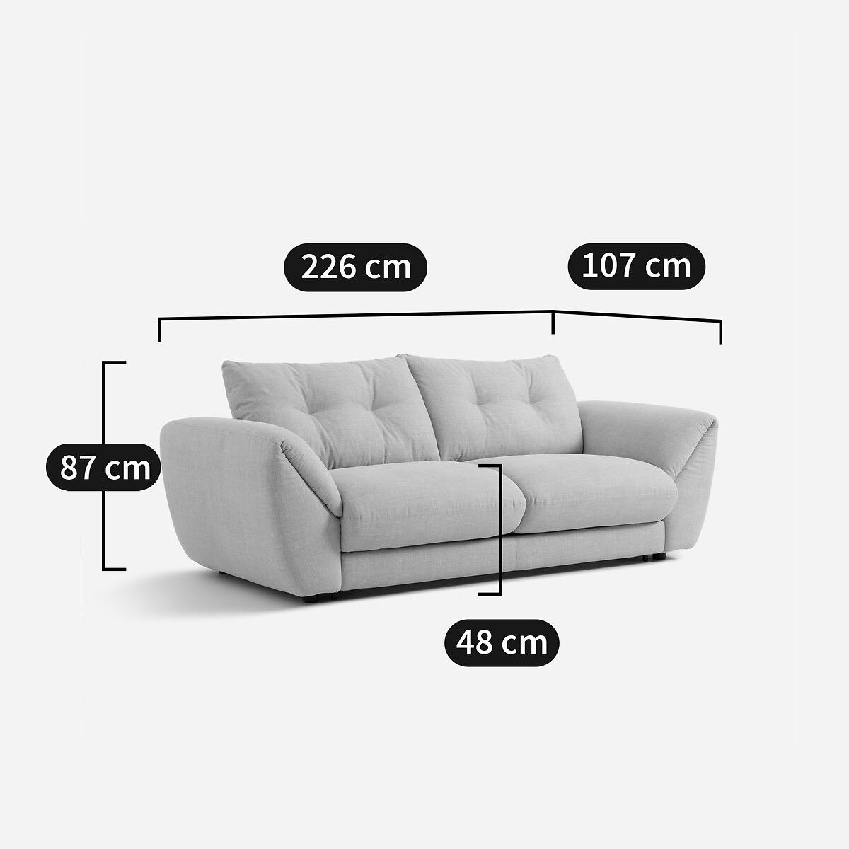 Divano-letto 3 posti in cotone/lino, Edgar beige, AM.PM