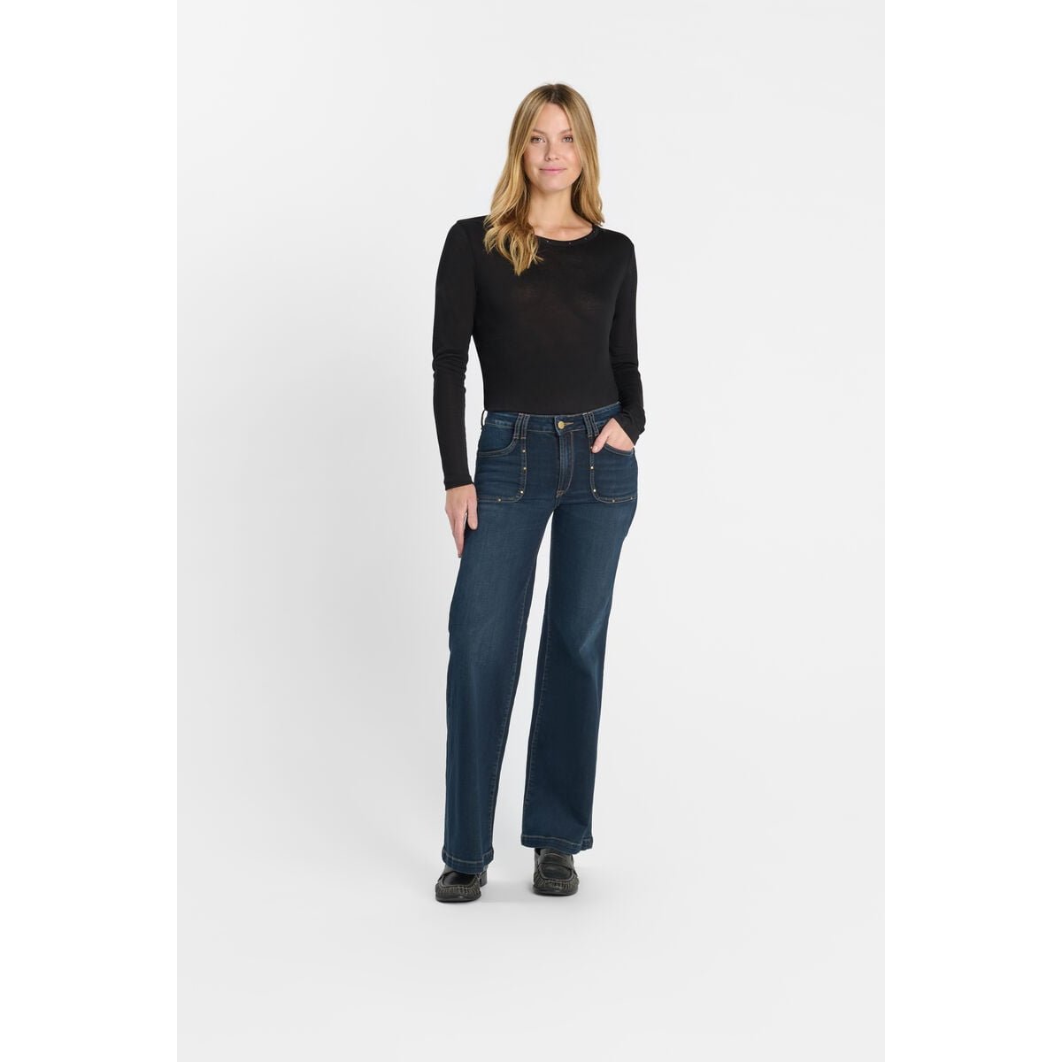Jeans flare PULP high flare, longueur 34 blue / black, LE TEMPS DES CERISES