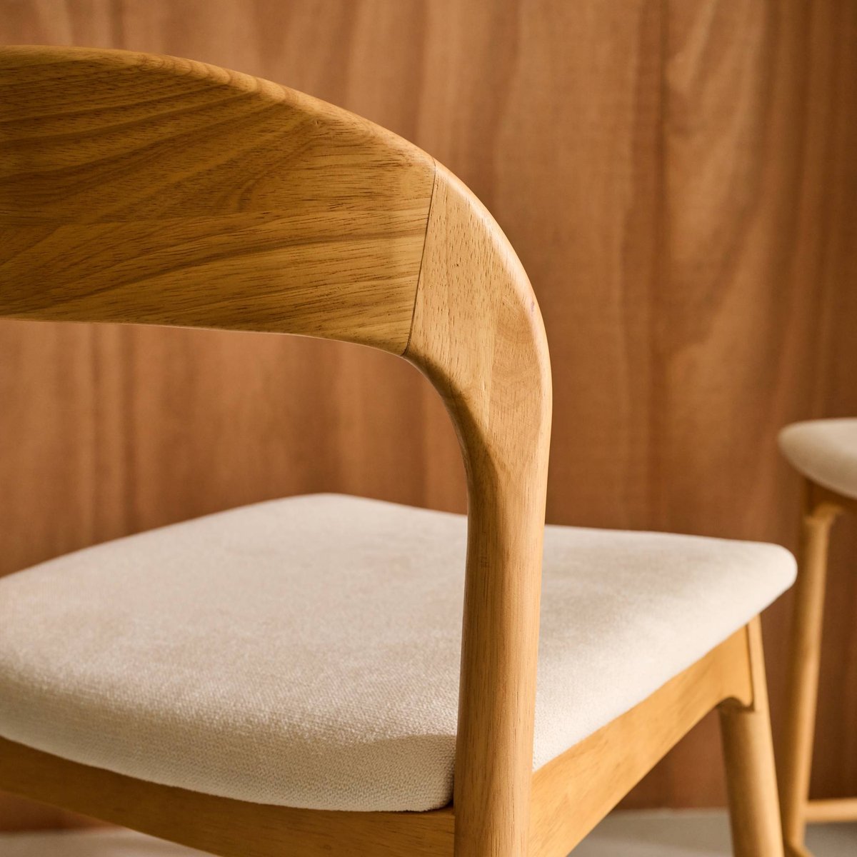 Tabouret de bar vintage bois d'hévéa et tissu 67,5cm (lot de 2) ATHENA naturel, SWEEEK