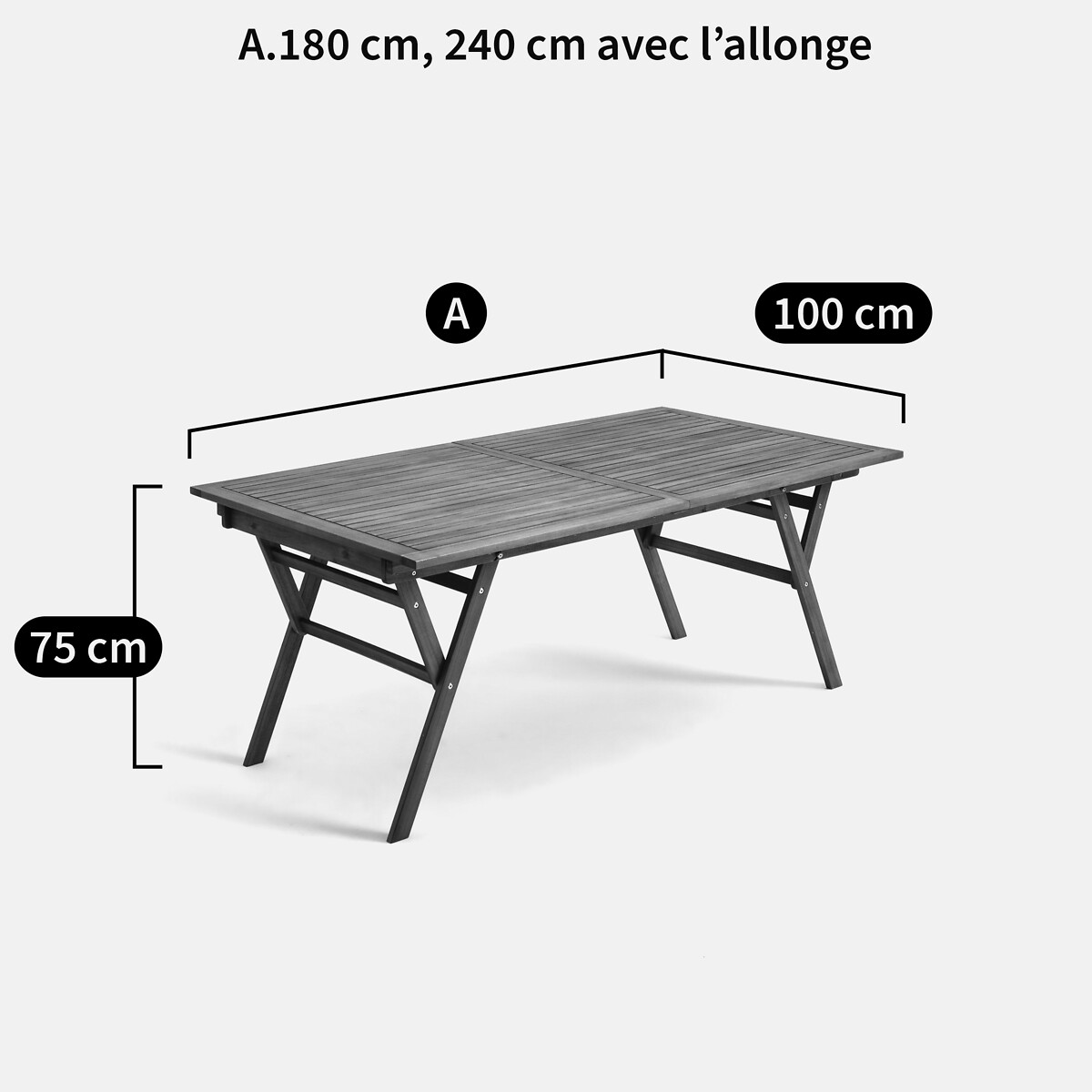 Table de jardin à allonge, Ramaldi acacia, LA REDOUTE INTERIEURS