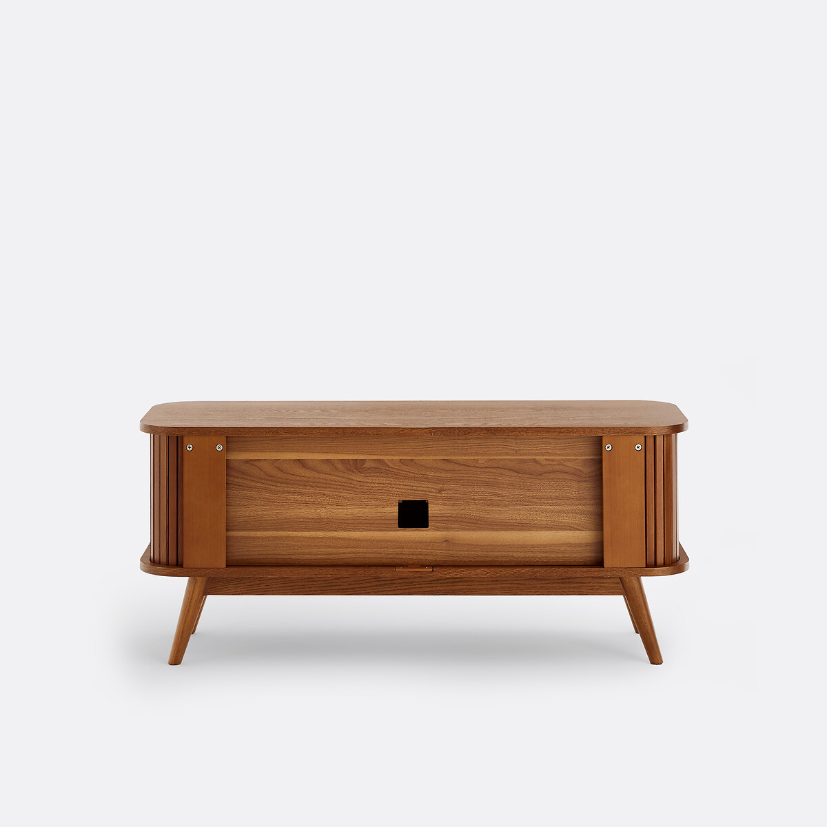Meuble TV en frêne et plaqué, 2 portes coulissantes, largeur 120 cm, WAPONG teinté coloris noyer, LA REDOUTE INTERIEURS