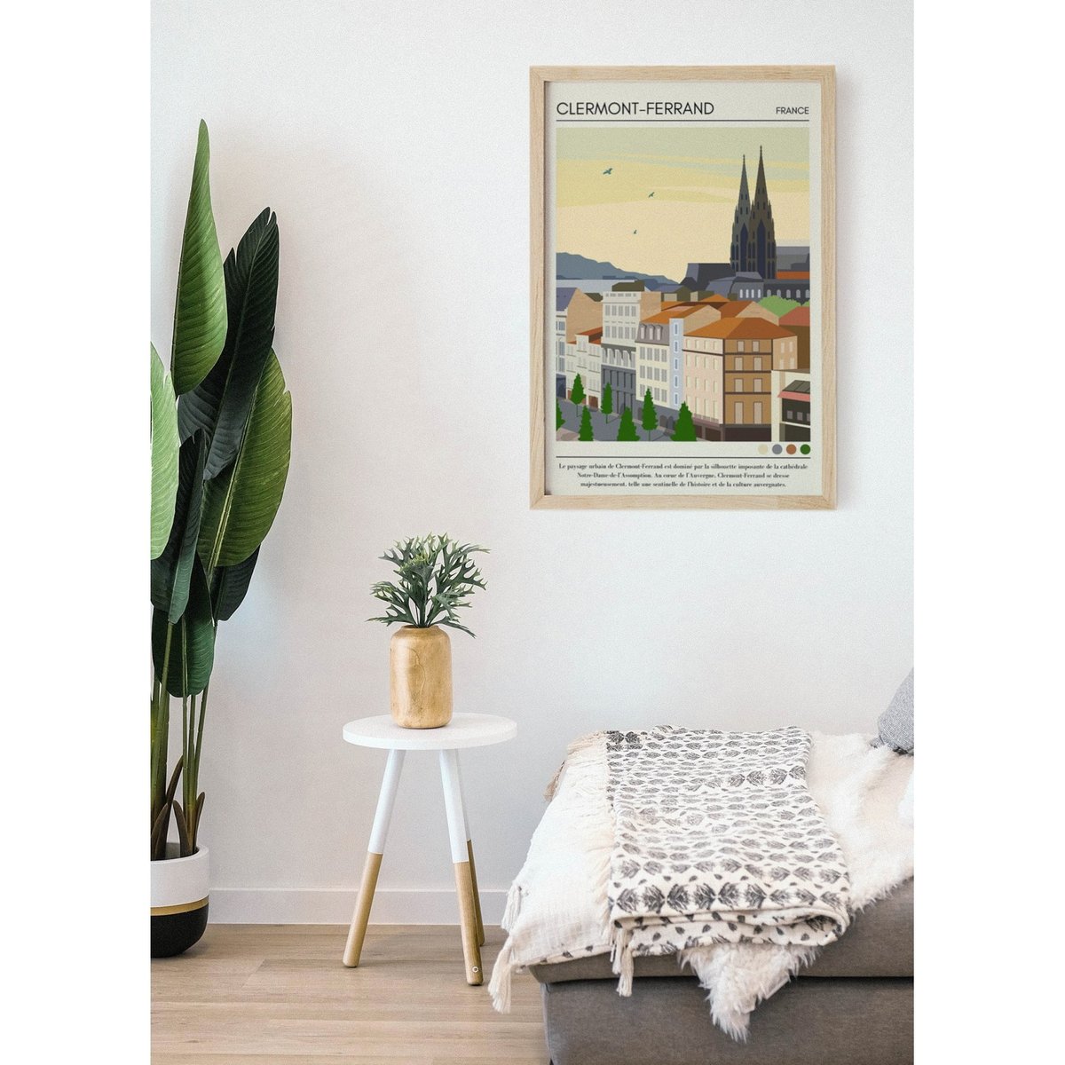 Affiche ville Clermont-Ferrand Vintage blanc, L'AFFICHERIE