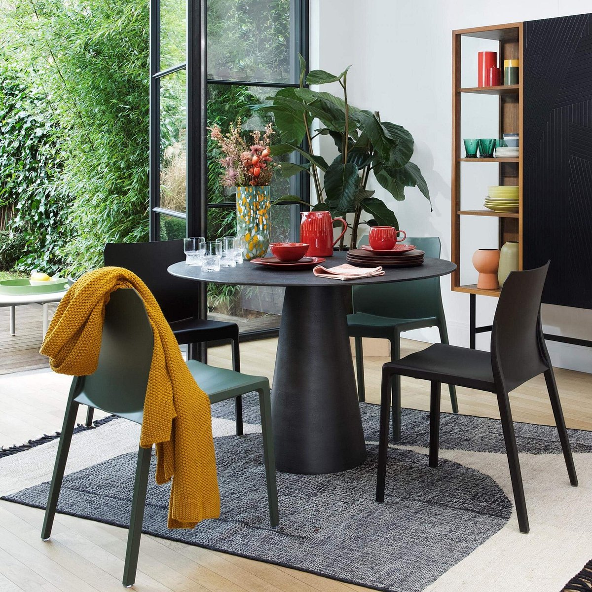 Chaise de jardin polypropylène, plastique MALYA noir, HABITAT