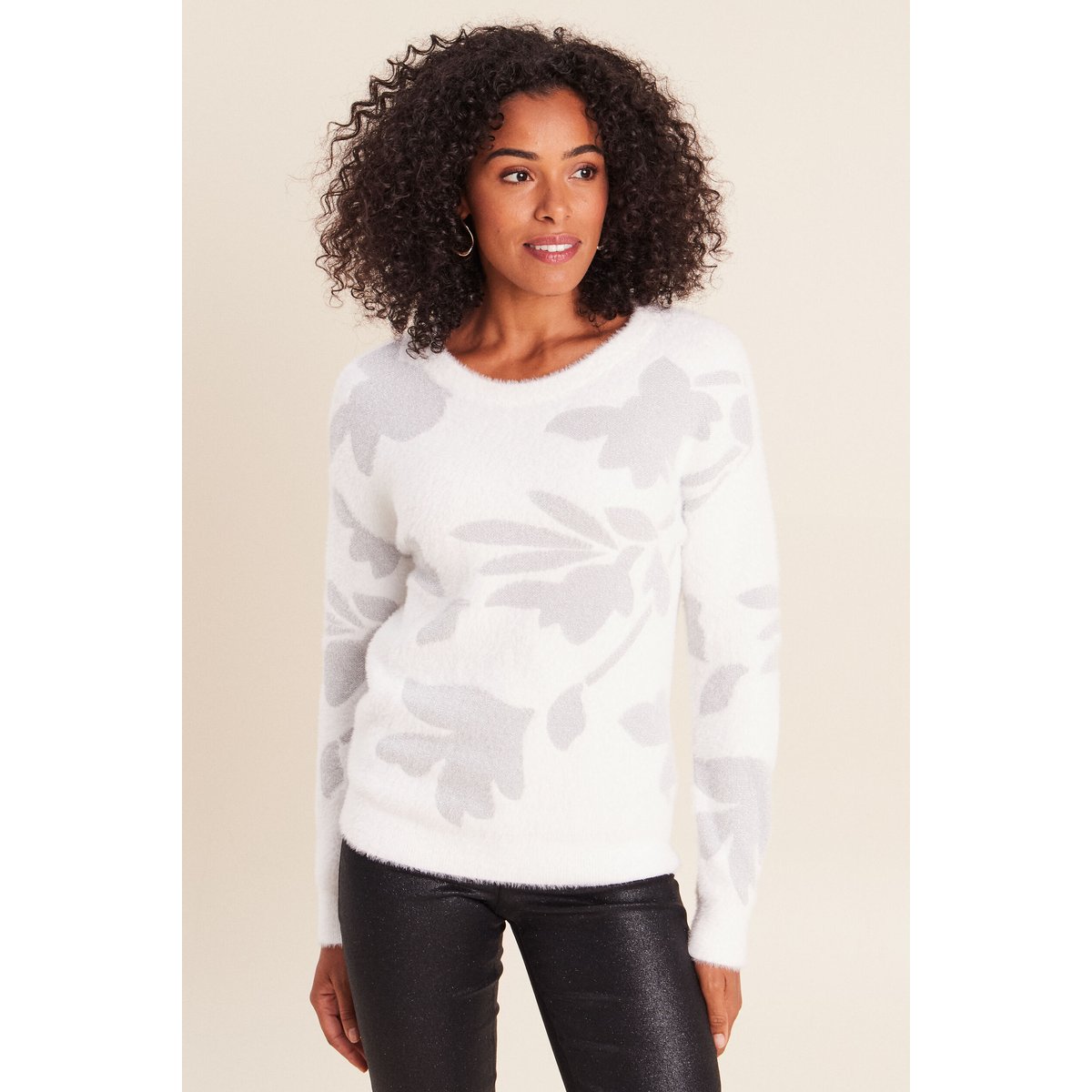 Pull col rond manches longues couleur argent, BREAL