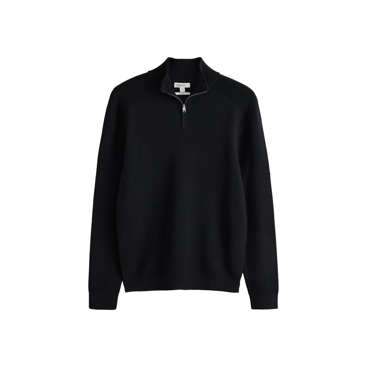 Pull slim à col zippé n. premium noir, NEXT