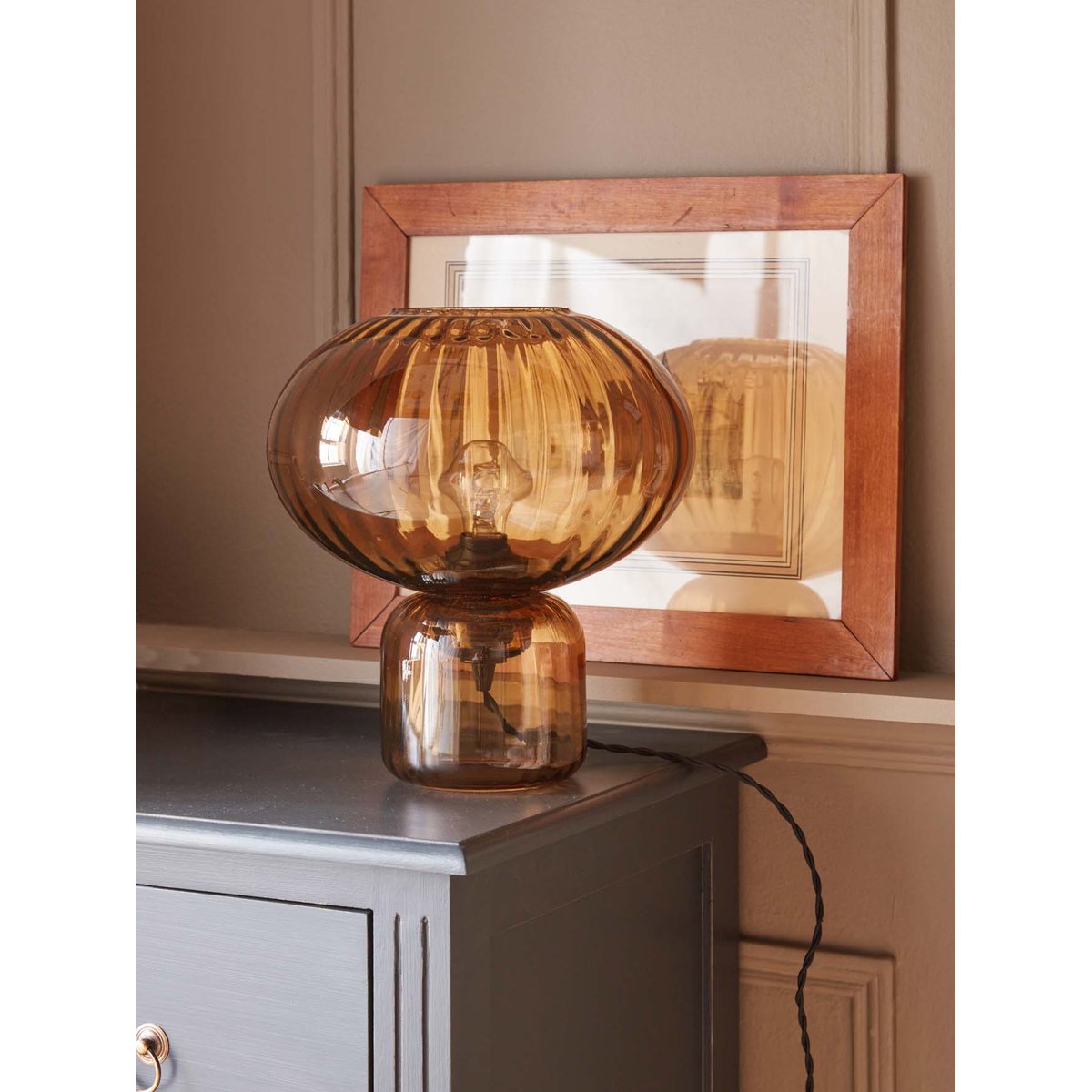 Lampe Martin en verre ciselé cognac, CYRILLUS