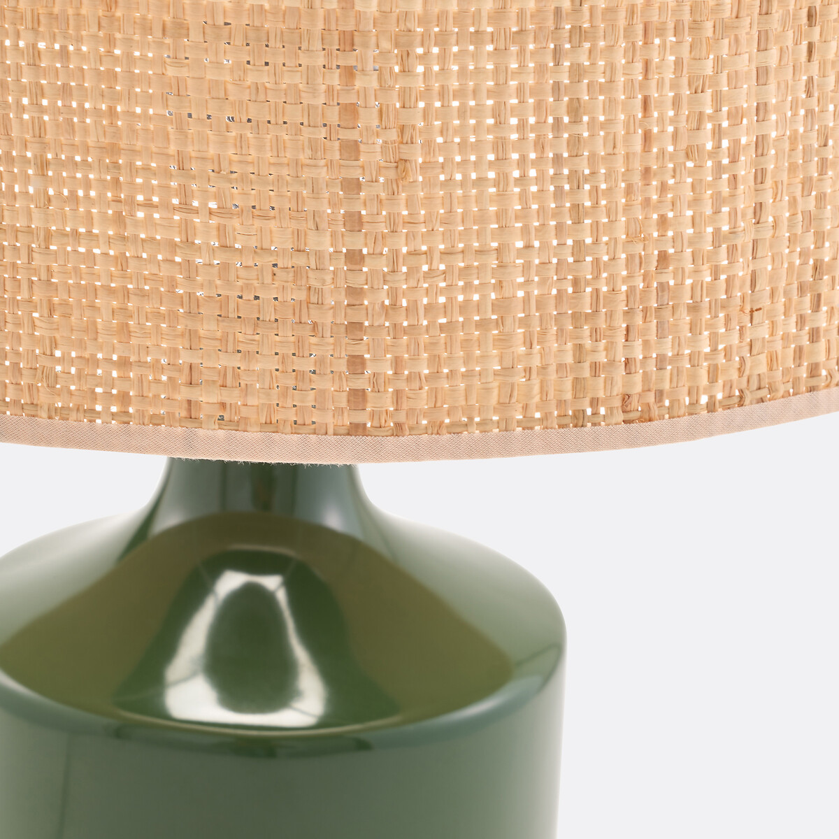 Tafellamp in keramiek en raffia, Rabano groen , LA REDOUTE INTERIEURS