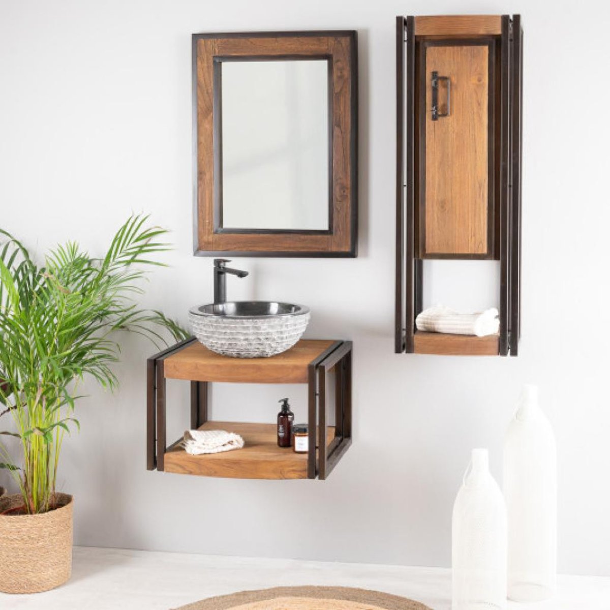 Meuble suspendu rectangle de 60 cm ÉLÉGANCE naturel, WANDA COLLECTION