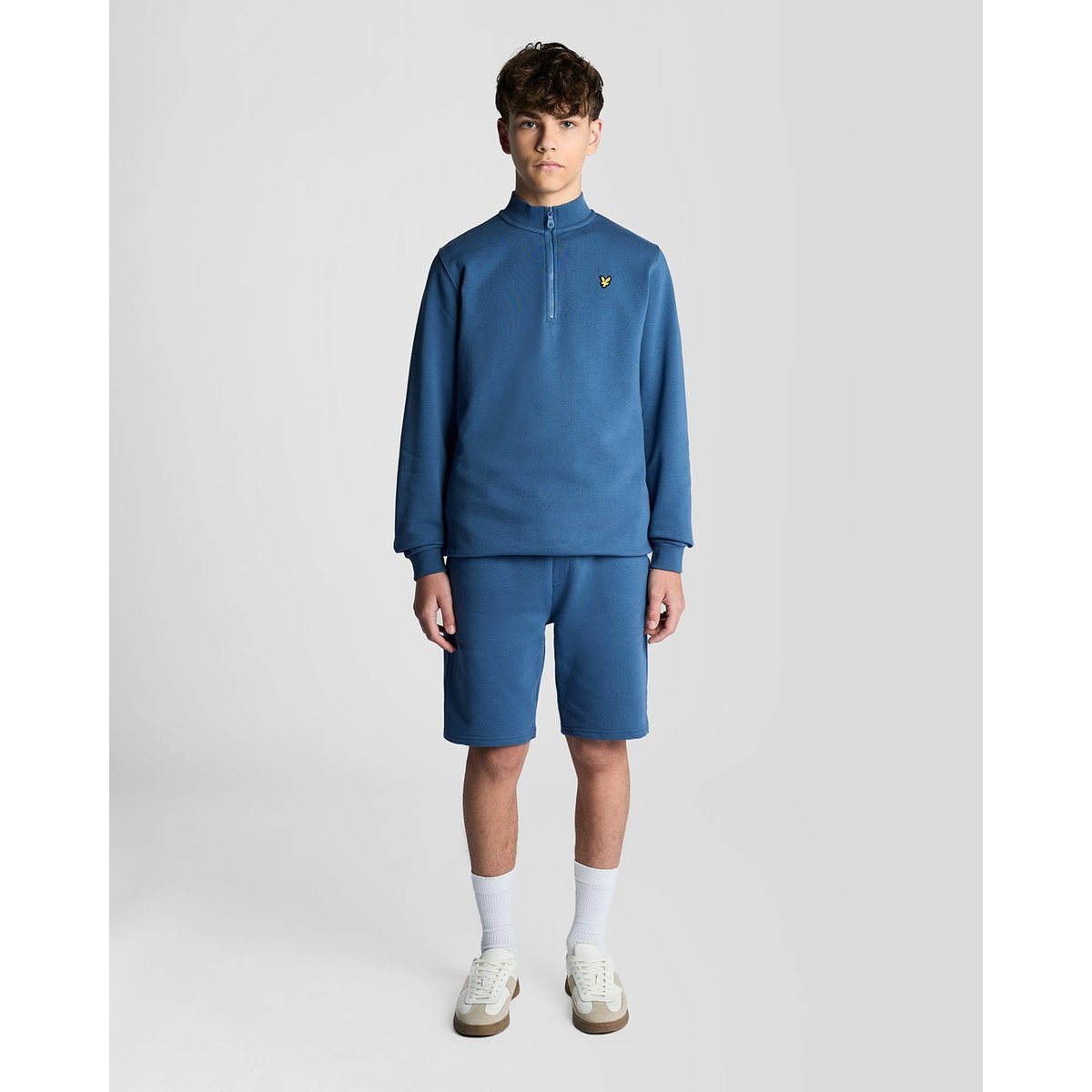 Pull en coton à col camionneur bleu bleuet foncé, LYLE & SCOTT