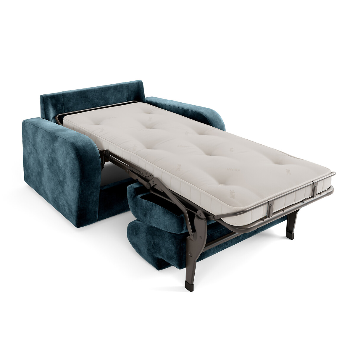 Jay-Be® Deco Luxe Velvet Snuggle Chair Sofa Bed with Deep Sprung Mattress airforce blue, JAY-BE