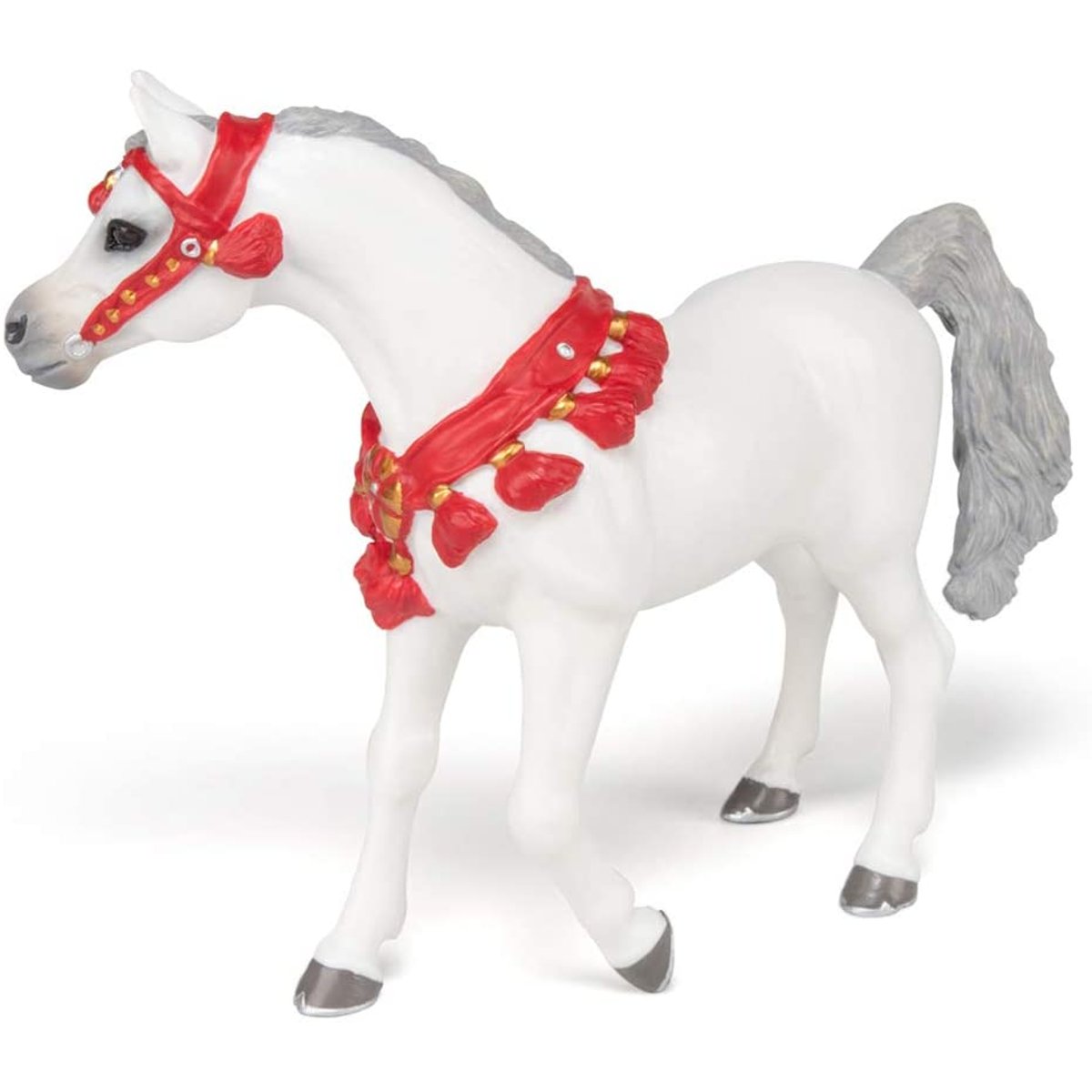 Figurine Cheval arabe Blanc en tenue de parade blanc, PAPO