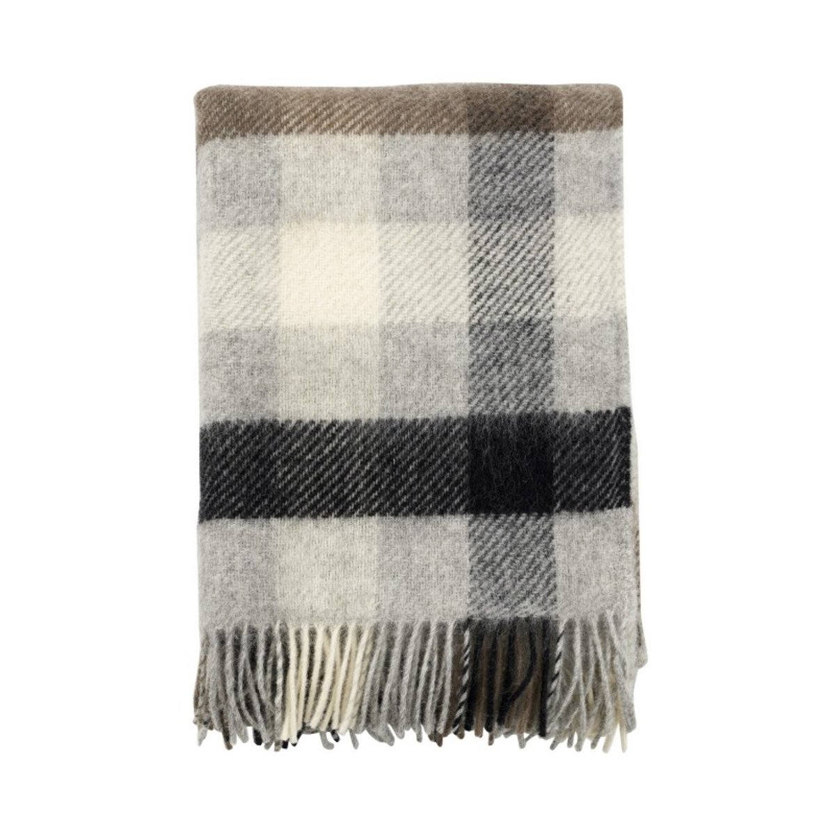 Plaid à carreaux laine agneau  GOTLAND MULTI gris, KLIPPAN