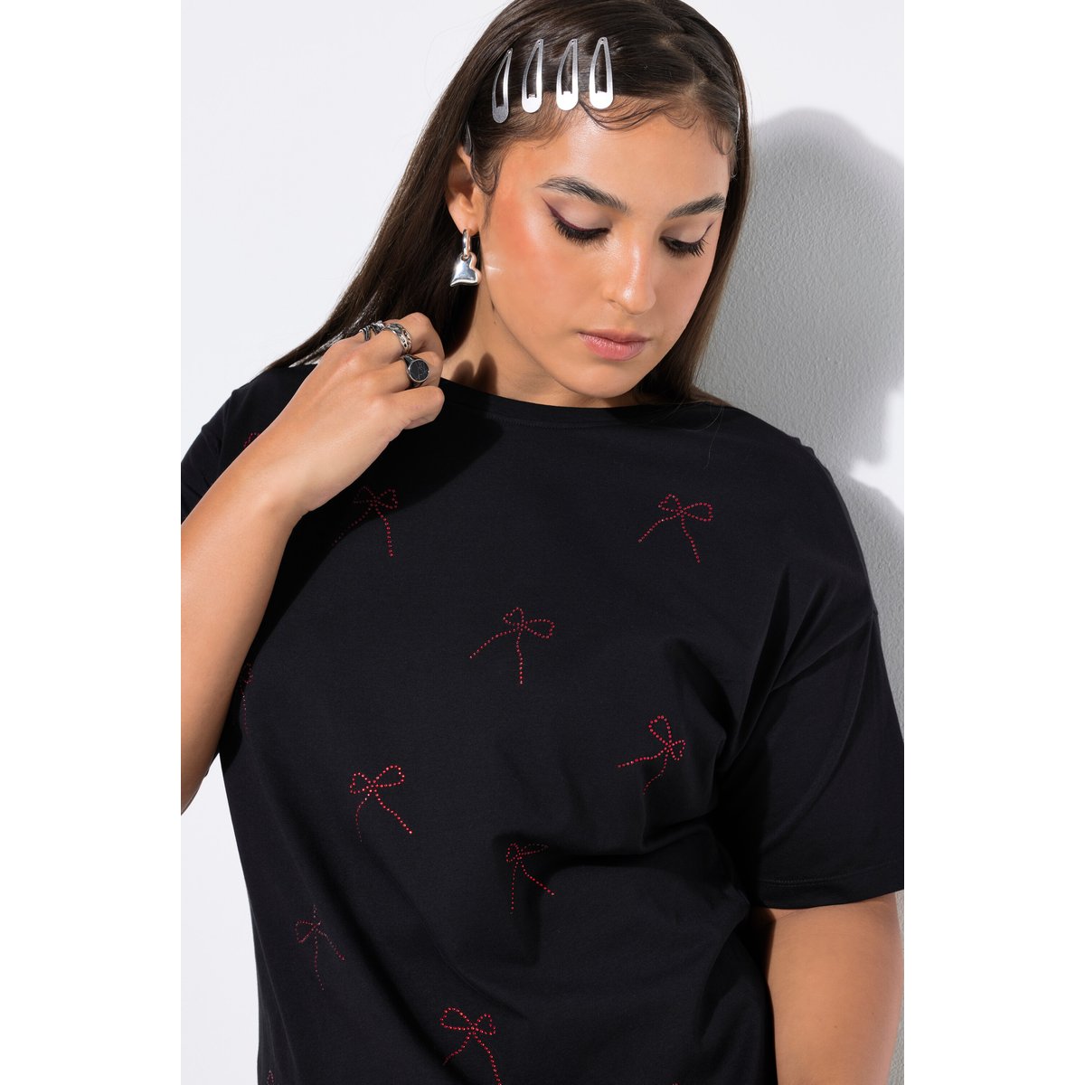 T-shirt, oversize, nœuds pailletés noir, STUDIO UNTOLD