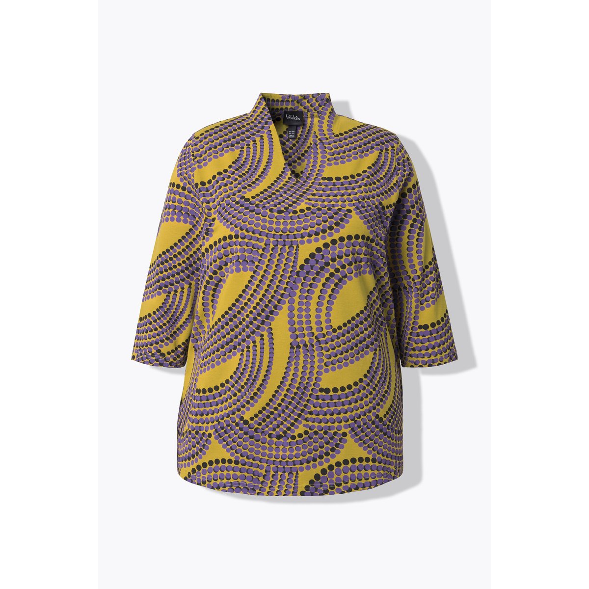 T-shirt à col jabot jaune vert clair, ULLA POPKEN