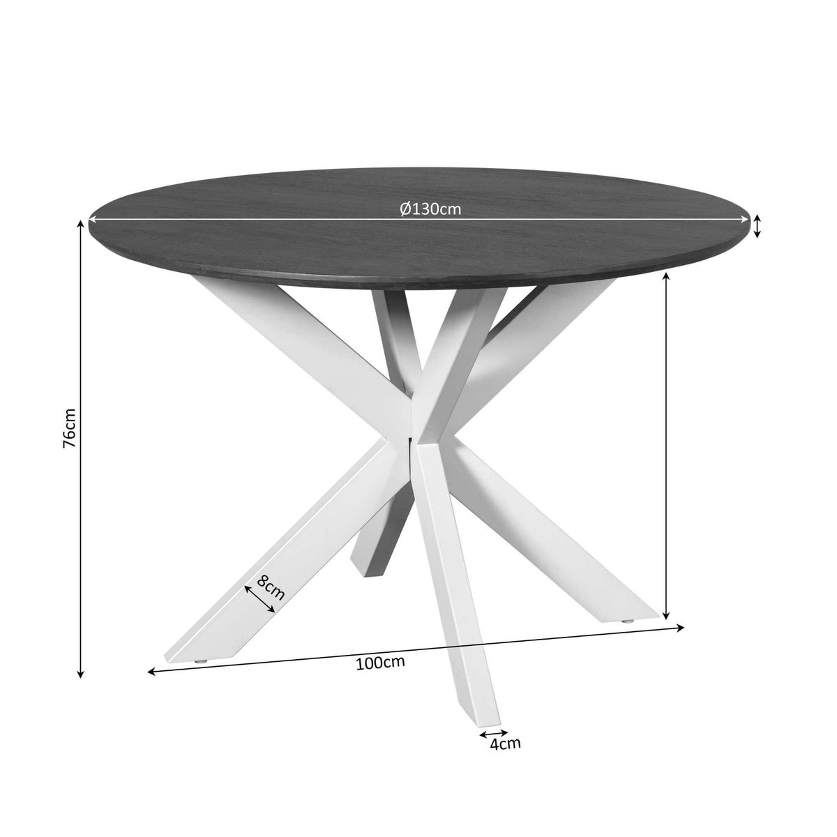 Table ronde 4 personnes bois/métal CORTINA marron / ecru, PIER IMPORT