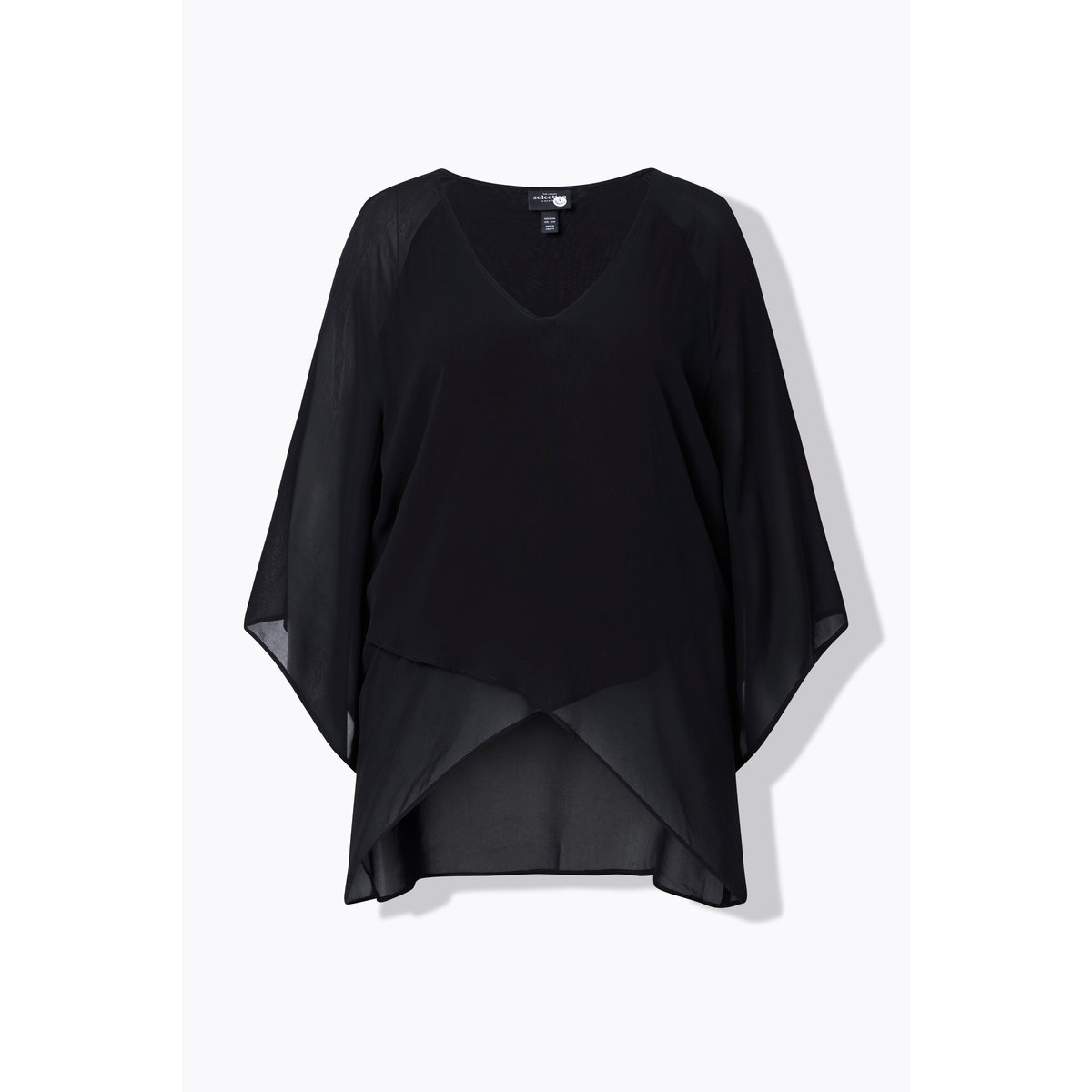 Blouse en chiffon, devant doublé noir, ULLA POPKEN