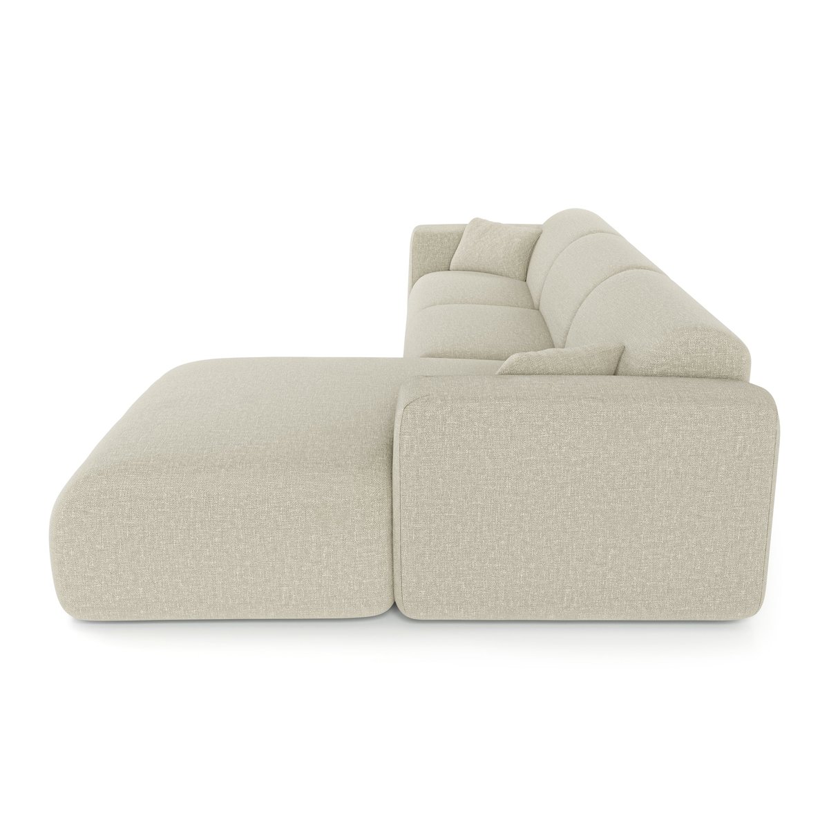 Canapé angle droit convertible express 5 places en tissu tramé MYRA beige, SIA HOME