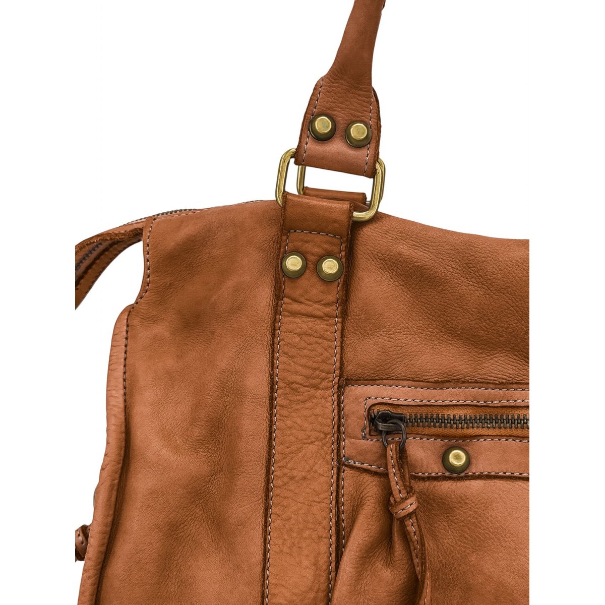 Sac à main en cuir italien STORM XL HURRICAN camel, OH MY BAG
