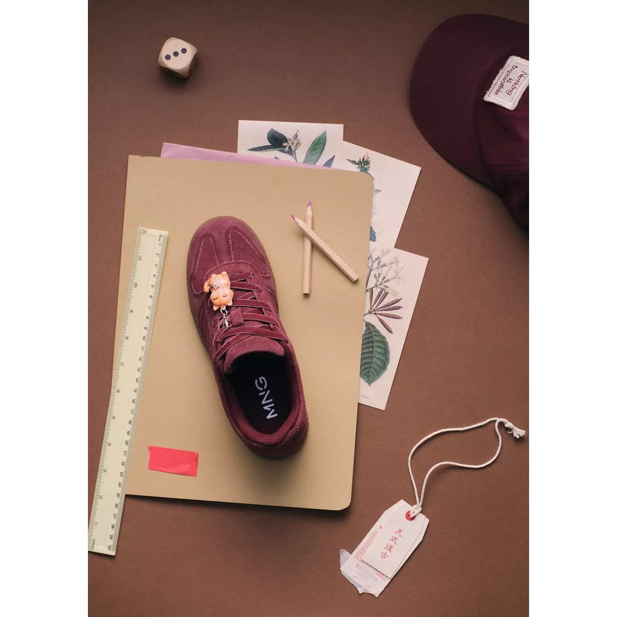 Baskets 100 % cuir bordeaux, MANGO KIDS