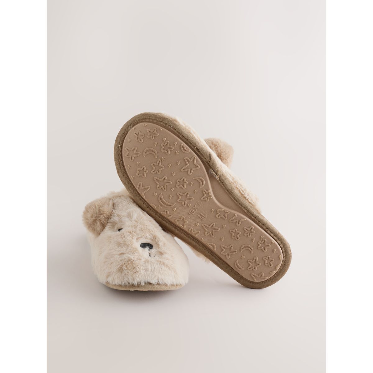 Chaussons mules ours en imitation fourrure marron fauve, NEXT
